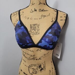 Blue Camouflage Bikini Top